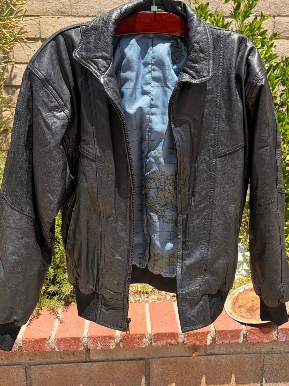 Men's Black Leather Atlas Bomber Jacket